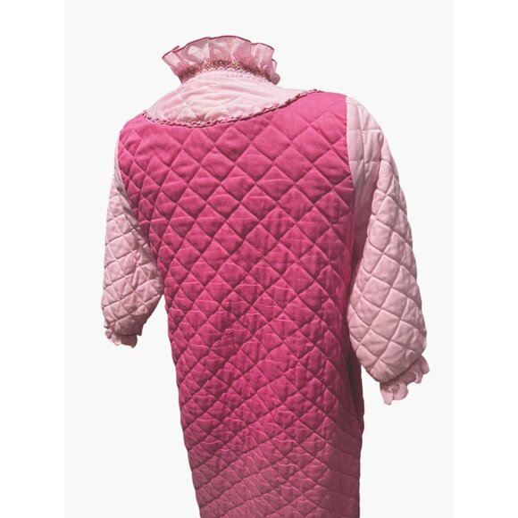 Vintage Handmade Quilted 1960's Button Front Nightgown Sleep Robe Sz Small/Mediu - Picture 13 of 16